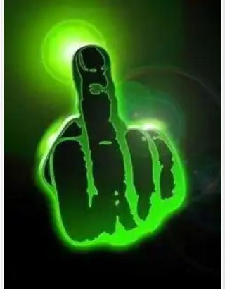 Green middle finger up!