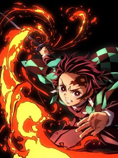Tanjiro using the hinokami kagura