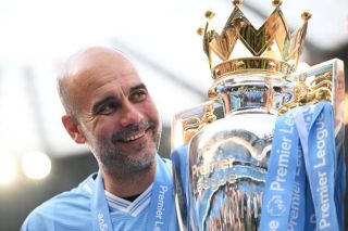 manchester england pep guardiola manager of manchester city poses for a photo with the