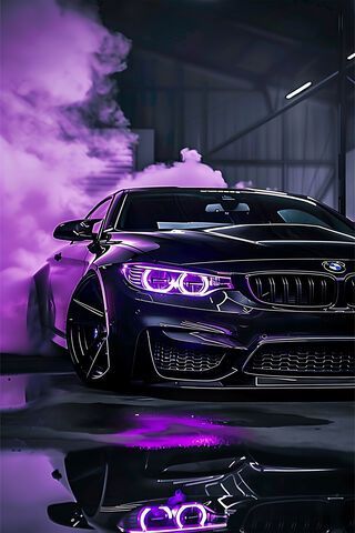 Midnight Drift: BMW in Neon Smoke