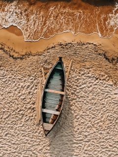 brown and white boat