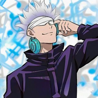 Gojo wearing headphone2