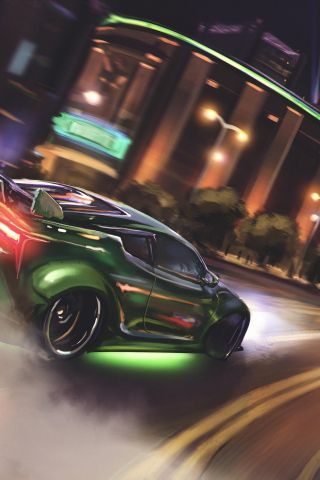drift green sports car