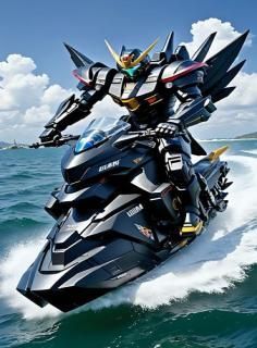 Transformer riding a jet ski
