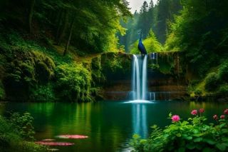 waterfall wallpaper hd wallpaper ai generated free photo