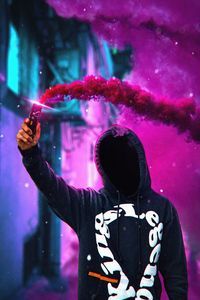 anonymus hoodie with colorful smoke bomb 4k jx