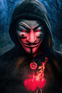 anonymus guy with burning rose 4k bm