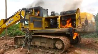 Burning Excavator