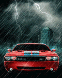 Race car and storm