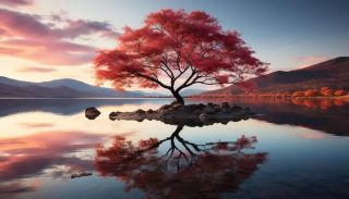ai generated tranquil scene sunset reflects on water nature beauty in autumn generated by ai free photo