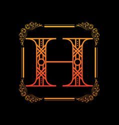 letter h with ornament vector 13522403