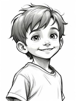 drawing boy that has smile his face draw