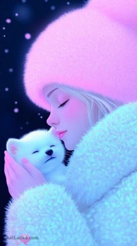 A beautiful girl and her cat 