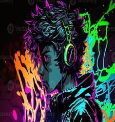 Anime neon gamer
