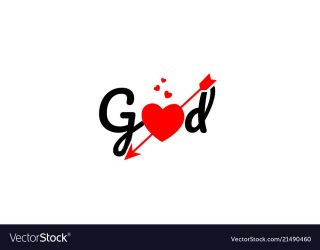 God word typography design logo with heart shaped