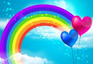 Rainbow with heart shaped end