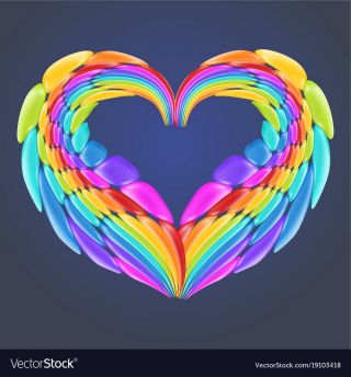 beautiful rainbow heart with realistic elements vector 