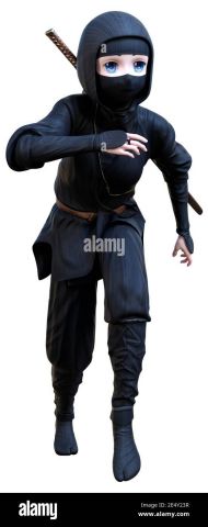 3d rendering of a cartoon ninja boy isolated on white background 2E4Y23R