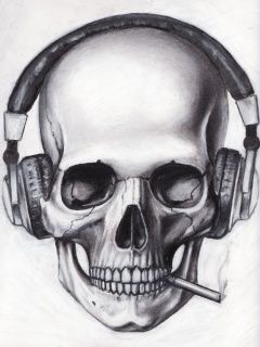 Skull and headphones