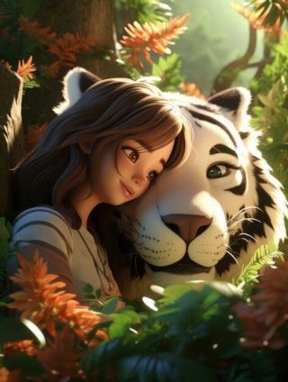 Girl and her tiger