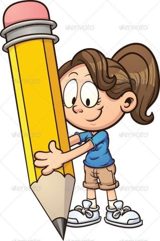 Small girl big pencil